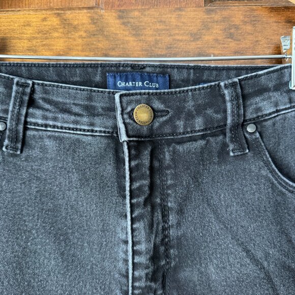 Charter Club Black Lexington Straight 5-Pocket Jeans 14 Short - Picture 3 of 10